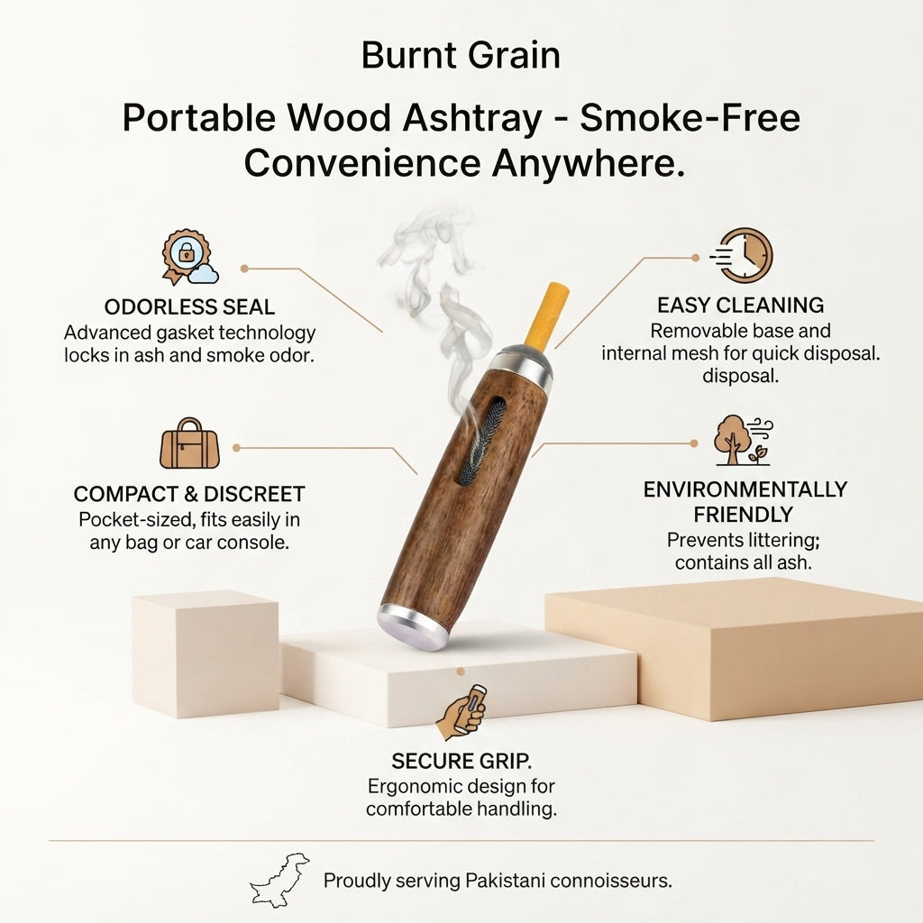 Portable Wood Ashtray - Smoke-Free Convenience Anywhere